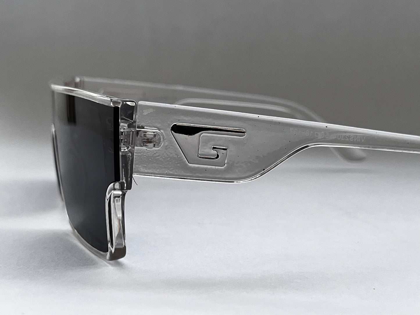 CLEAR FRAMED STRAIGHT BLACK BOMBER