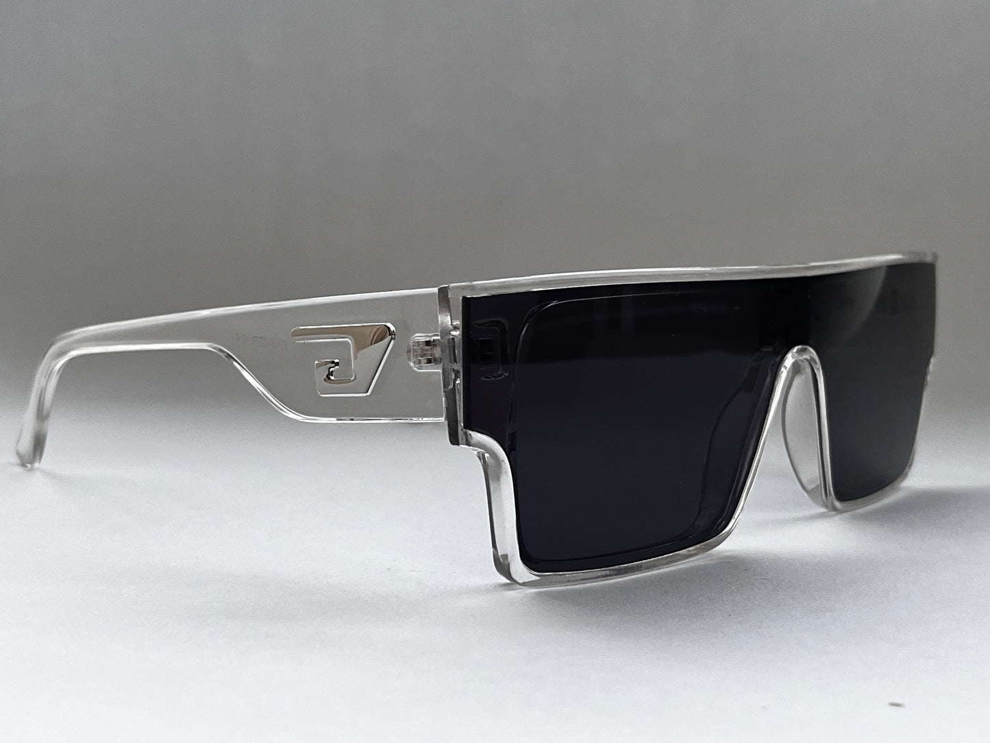 CLEAR FRAMED STRAIGHT BLACK BOMBER