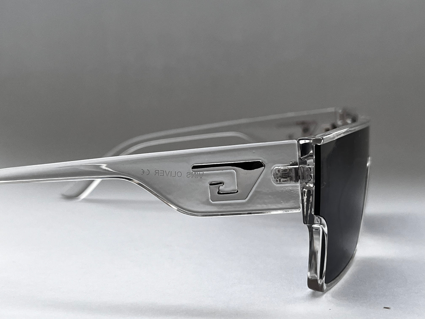 CLEAR FRAMED STRAIGHT BLACK BOMBER
