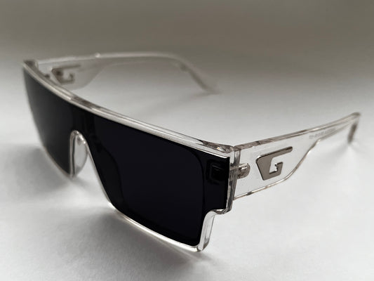 CLEAR FRAMED STRAIGHT BLACK BOMBER