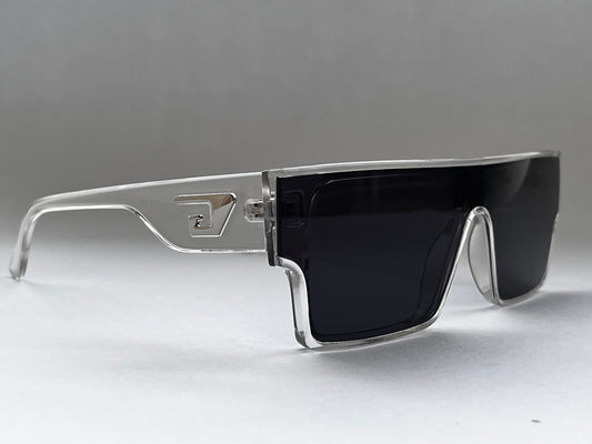 CLEAR FRAMED STRAIGHT BLACK BOMBER