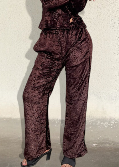 CRUSH l BROWN OFF-SHOULDER VELVET CO-ORD