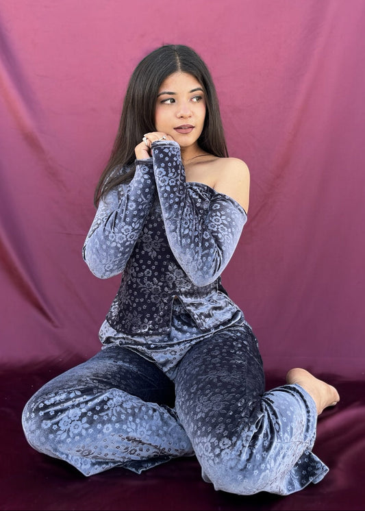 ASH l GERY FLORAL VELVET CO-ORD