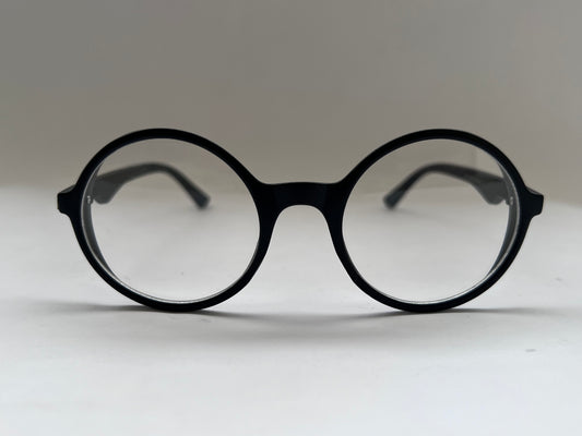 CLEAR ROUND LUXE BLACK FRAMES