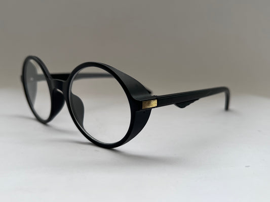 CLEAR ROUND LUXE BLACK FRAMES