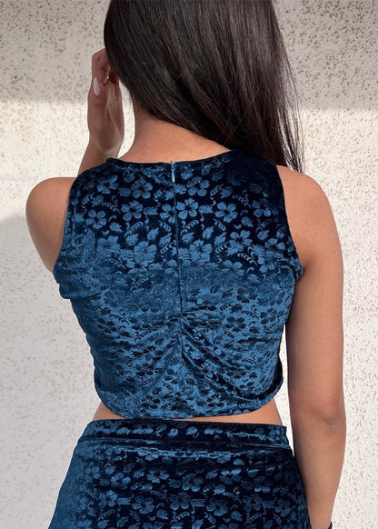 DARK BERRY l FLORAL VELVET SKIRT SET