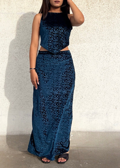 DARK BERRY l FLORAL VELVET SKIRT SET