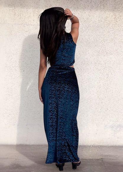 DARK BERRY l FLORAL VELVET SKIRT SET