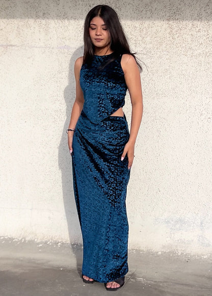 DARK BERRY l FLORAL VELVET SKIRT SET