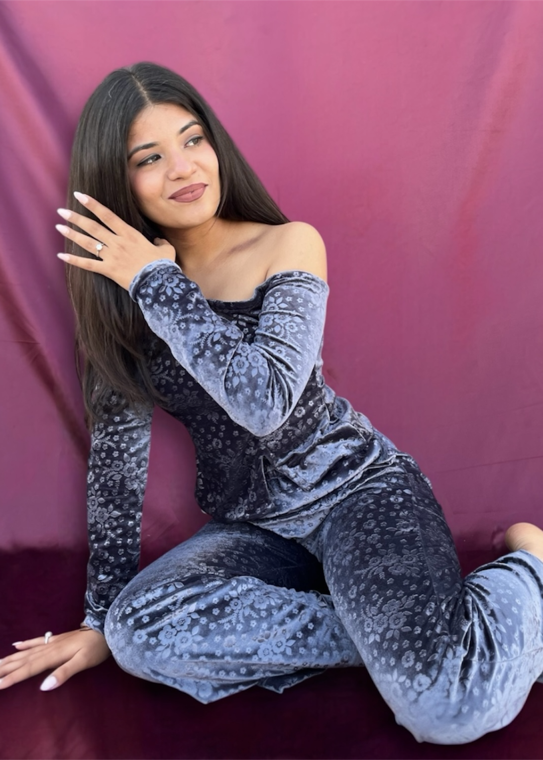 ASH l GERY FLORAL VELVET CO-ORD