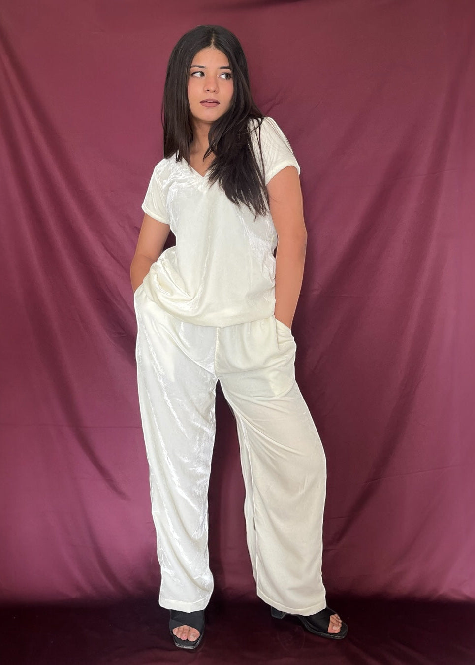 SNOW l WHITE VELVET CO-ORD SET