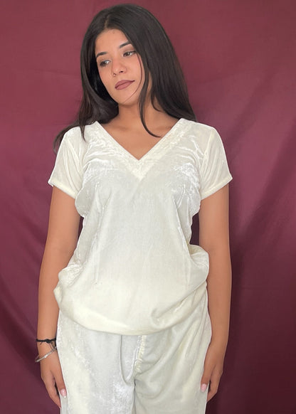 SNOW l WHITE VELVET CO-ORD SET