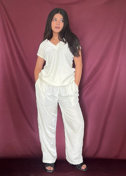 SNOW l WHITE VELVET CO-ORD SET