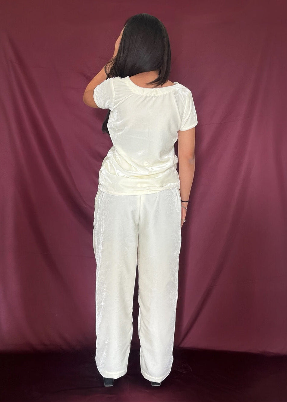 SNOW l WHITE VELVET CO-ORD SET