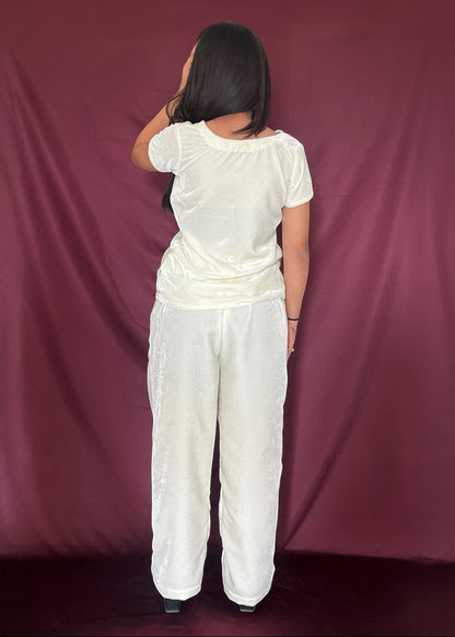 SNOW l WHITE VELVET CO-ORD SET