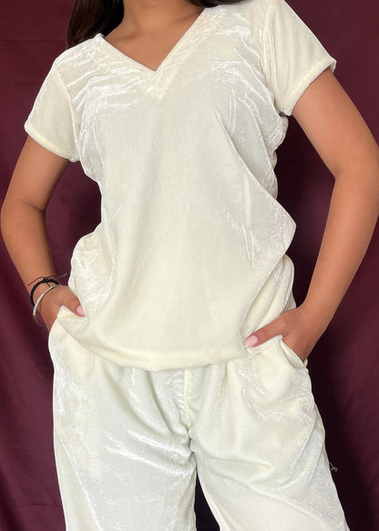 SNOW l WHITE VELVET CO-ORD SET