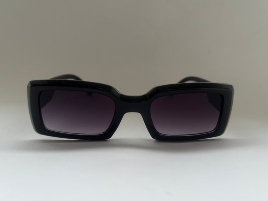 Black glossy sunglasses with dark lenses 