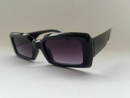 Black glossy sunglasses with dark lenses 