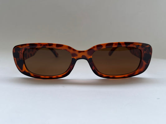 WIDE LEAPORD PRINT BROWN SUNGLASSES